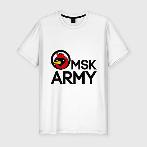 Мужская slim-футболка Omsk army / Белый – фото 1