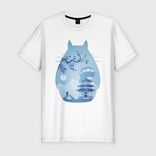 Мужская slim-футболка Тоторо Миядзаки / Белый – фото 1