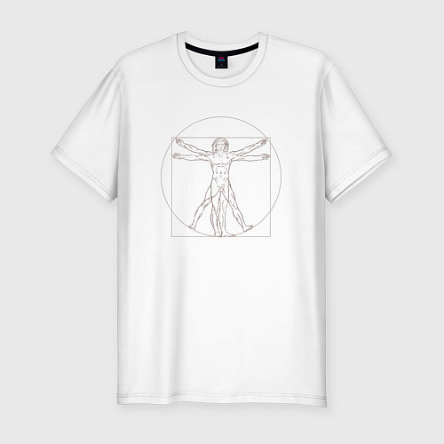 Мужская slim-футболка Витрувианский человек / Белый – фото 1