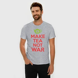 Футболка slim-fit Make tea not war, цвет: меланж — фото 2