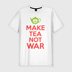 Футболка slim-fit Make tea not war, цвет: белый