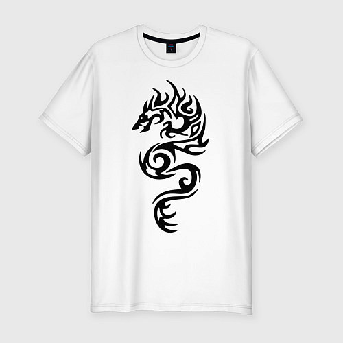 Мужская slim-футболка Татуировка - дракон / Белый – фото 1
