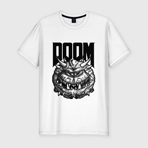 Мужская slim-футболка КАКОДЕМОН DOOM Z / Белый – фото 1