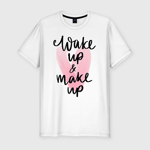 Мужская slim-футболка Wake up & Make up / Белый – фото 1