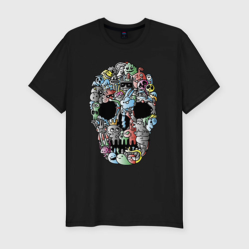 Мужская slim-футболка Tosh Cool skull / Черный – фото 1