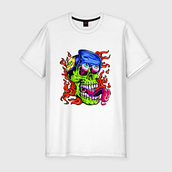 Мужская slim-футболка Cool skull - Tongue