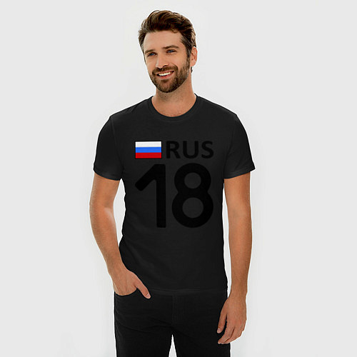 Мужская slim-футболка RUS 18 / Черный – фото 3