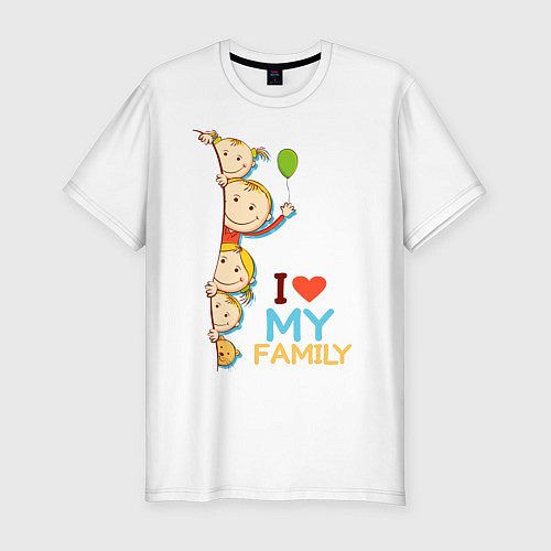 Мужская slim-футболка Я люблю свою семью / Белый – фото 1