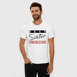 Футболка slim-fit Best Sister in the World, цвет: белый — фото 2