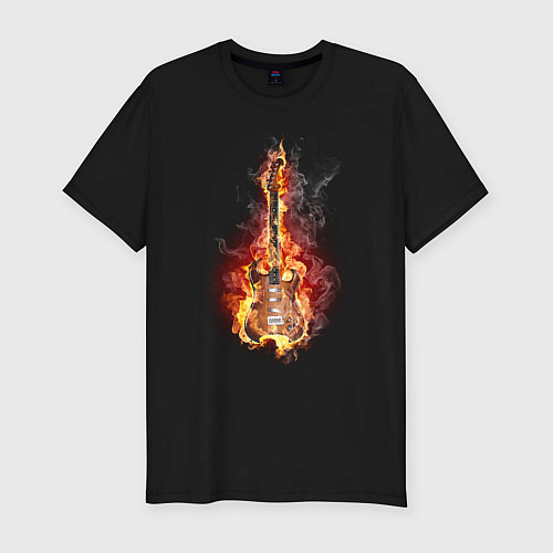 Мужская slim-футболка Огненная гитара / Черный – фото 1