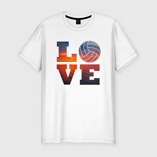 Мужская slim-футболка LOVE Volleyball / Белый – фото 1