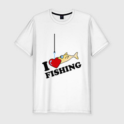 Футболка slim-fit I love fishing, цвет: белый