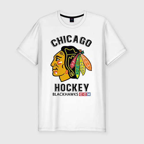 Мужская slim-футболка CHICAGO BLACKHAWKS NHL / Белый – фото 1