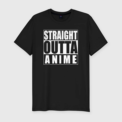 Мужская slim-футболка Straight Outta Anime / Черный – фото 1