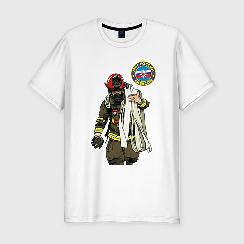 Мужская slim-футболка Спасатель МЧС / Белый – фото 1