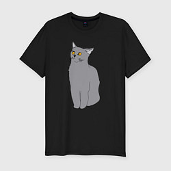 Мужская slim-футболка Кот: в смысле??