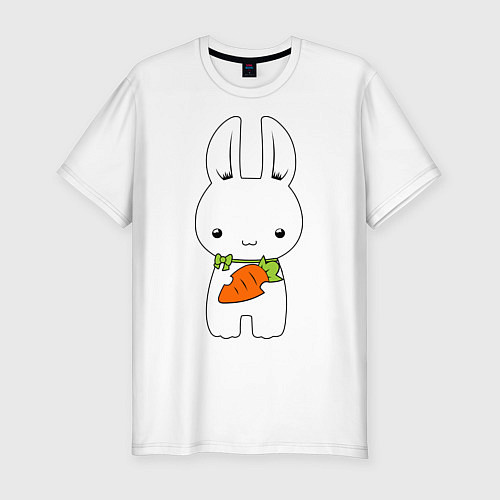 Мужская slim-футболка Зайчик с морковкой / Белый – фото 1