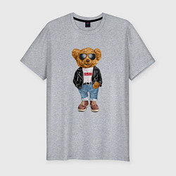 Мужская slim-футболка Медведь плюшевый