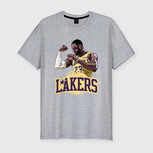 Мужская slim-футболка LeBron - Lakers / Меланж – фото 1