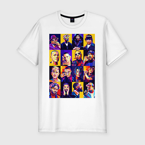 Мужская slim-футболка Легенды Рэпа / Белый – фото 1