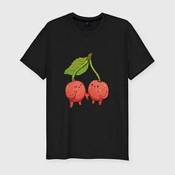 Мужская slim-футболка Сестрички-вишни