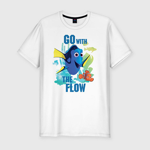Мужская slim-футболка Go With The Flow / Белый – фото 1