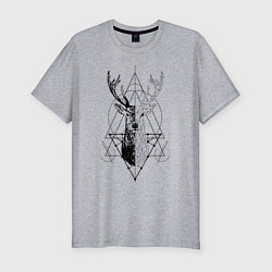 Футболка slim-fit Polygonal deer, цвет: меланж