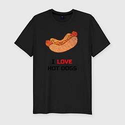 Мужская slim-футболка Love HOT DOGS