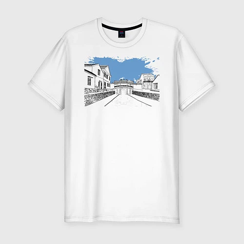 Мужская slim-футболка Азиатская улица / Белый – фото 1