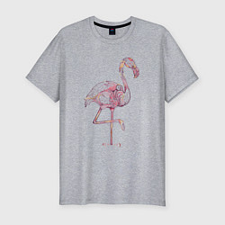 Футболка slim-fit Узорчатый фламинго, цвет: меланж