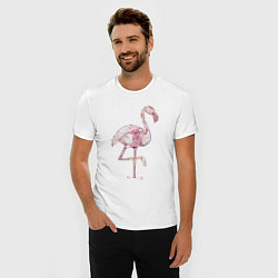 Футболка slim-fit Узорчатый фламинго, цвет: белый — фото 2