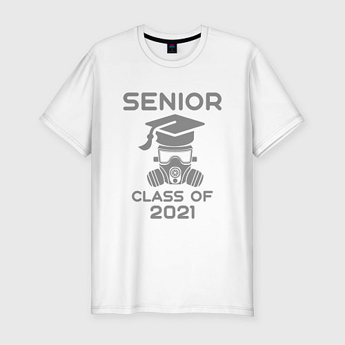 Мужская slim-футболка Выпускник 2021 / Белый – фото 1