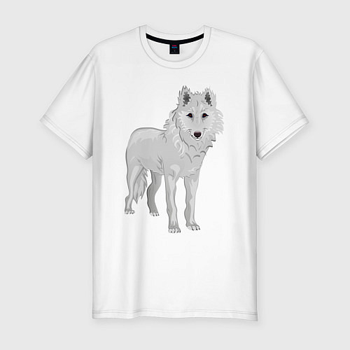 Мужская slim-футболка Белый волк / Белый – фото 1