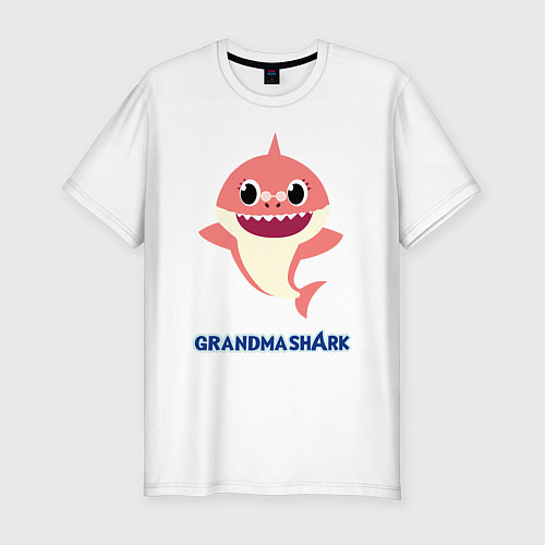 Мужская slim-футболка Baby Shark Grandma / Белый – фото 1