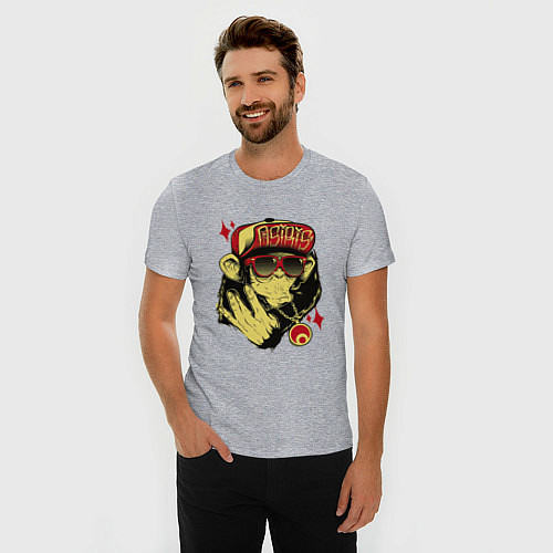 Мужская slim-футболка Крутая обезьяна / Меланж – фото 3