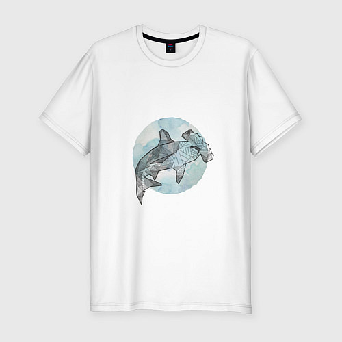 Мужская slim-футболка Акула-молот / Белый – фото 1