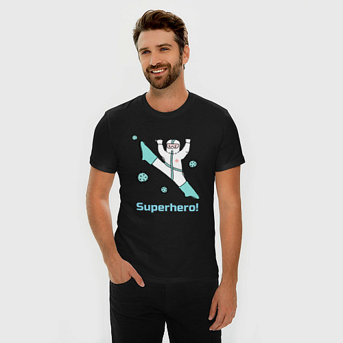 Мужская slim-футболка Супергерой / Черный – фото 3