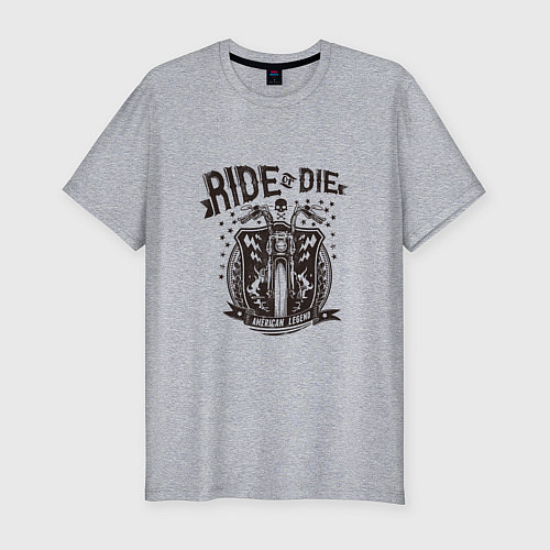 Мужская slim-футболка Девиз байкеров / Меланж – фото 1