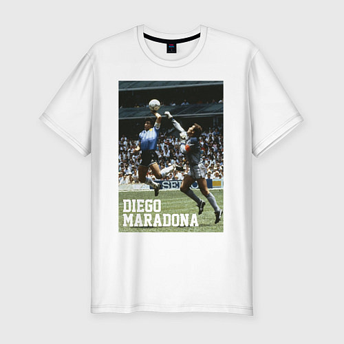 Мужская slim-футболка Диего Армандо Марадона / Белый – фото 1