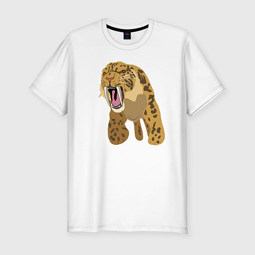 Мужская slim-футболка Саблезубый тигр / Белый – фото 1