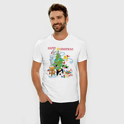 Футболка slim-fit Happy Christmas!, цвет: белый — фото 2