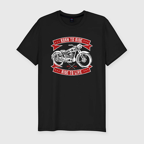 Мужская slim-футболка Born to Ride Ride to Live / Черный – фото 1