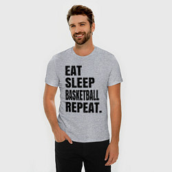 Футболка slim-fit EAT SLEEP BASKETBALL REPEAT, цвет: меланж — фото 2