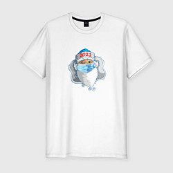 Мужская slim-футболка Дед Мороз в маске