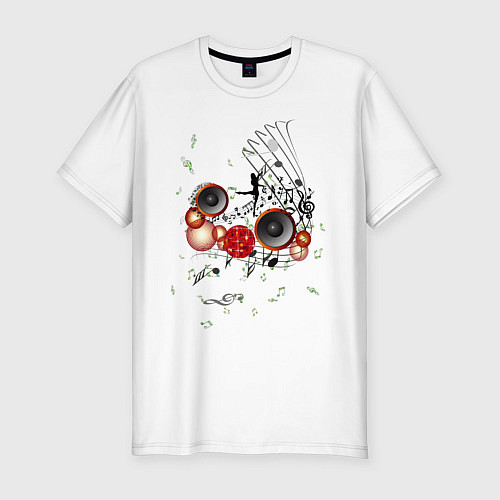Мужская slim-футболка Музыка / Белый – фото 1