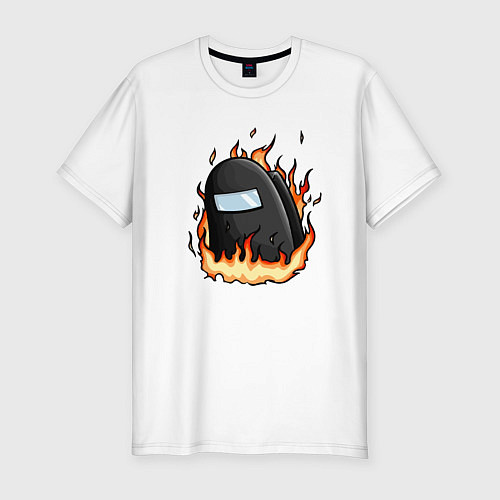Мужская slim-футболка Among Us fire / Белый – фото 1