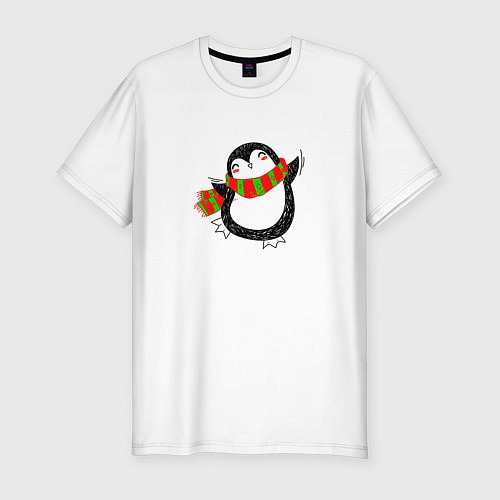 Мужская slim-футболка ПИНГВИНЁНОК парная / Белый – фото 1