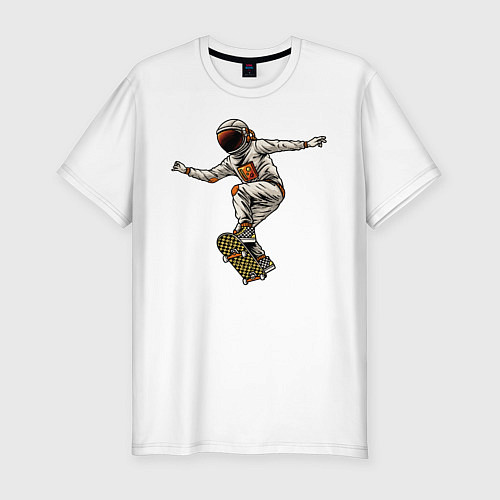 Мужская slim-футболка Астронавт на скейте / Белый – фото 1