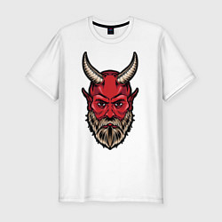 Мужская slim-футболка Дьявол с бородой