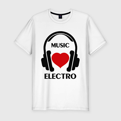 Мужская slim-футболка Electro Music is Love / Белый – фото 1